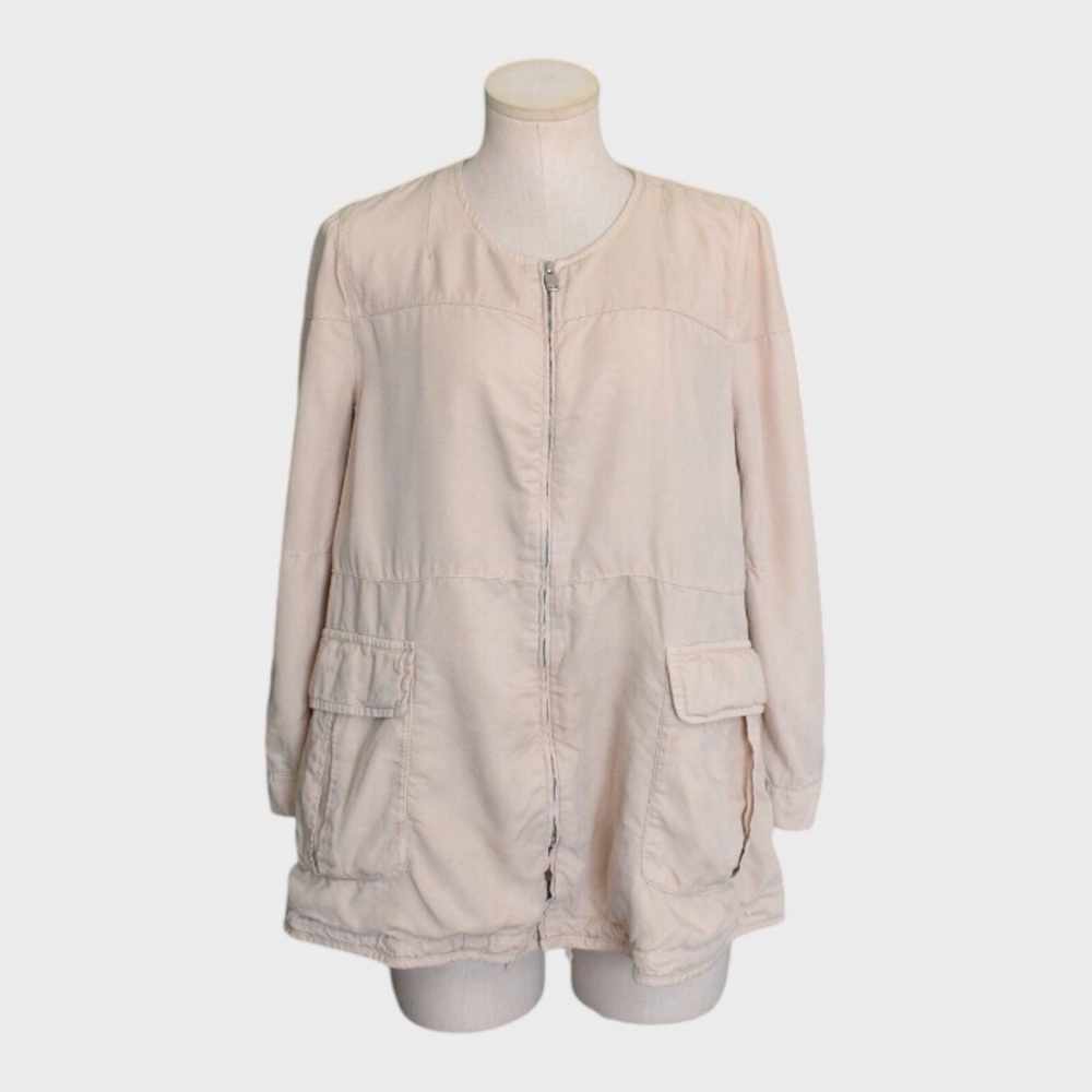Zara Woman Collarless Utility Cargo Jacket